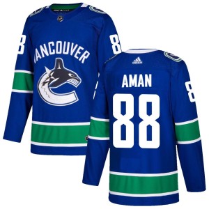 Men's Vancouver Canucks Nils Aman Adidas Authentic Home Jersey - Blue