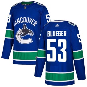 Men's Vancouver Canucks Teddy Blueger Adidas Authentic Home Jersey - Blue