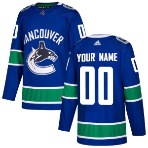 Men's Vancouver Canucks Custom Adidas Authentic ized Home Jersey - Blue