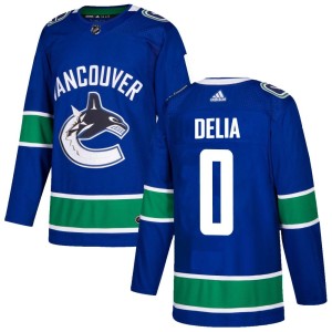 Men's Vancouver Canucks Collin Delia Adidas Authentic Home Jersey - Blue