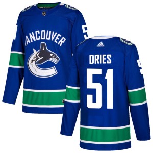 Men's Vancouver Canucks Sheldon Dries Adidas Authentic Home Jersey - Blue