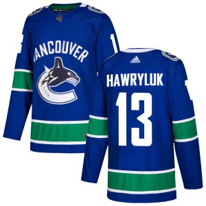 Men's Vancouver Canucks Jayce Hawryluk Adidas Authentic Home Jersey - Blue