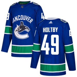 Men's Vancouver Canucks Braden Holtby Adidas Authentic Home Jersey - Blue