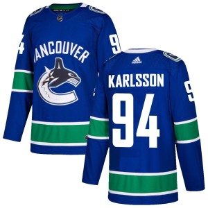 Men's Vancouver Canucks Linus Karlsson Adidas Authentic Home Jersey - Blue
