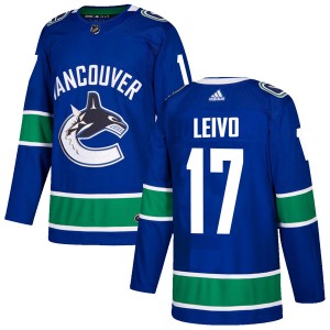Men's Vancouver Canucks Josh Leivo Adidas Authentic Home Jersey - Blue