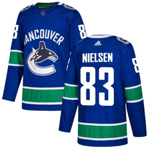 Men's Vancouver Canucks Tristen Nielsen Adidas Authentic Home Jersey - Blue