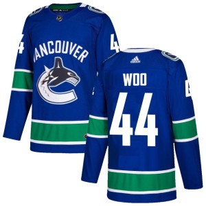 Men's Vancouver Canucks Jett Woo Adidas Authentic Home Jersey - Blue