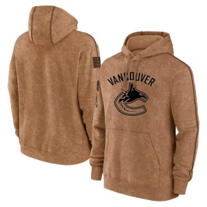 Youth Vancouver Canucks 2023 Salute to Service Club Pullover Hoodie - Brown
