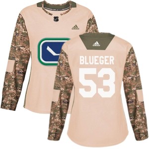 Women's Vancouver Canucks Teddy Blueger Adidas Authentic Camo Veterans Day Practice Jersey - Blue