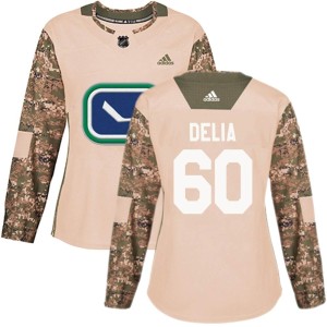 Women's Vancouver Canucks Collin Delia Adidas Authentic Veterans Day Practice Jersey - Camo