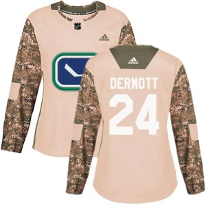 Women's Vancouver Canucks Travis Dermott Adidas Authentic Veterans Day Practice Jersey - Camo