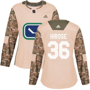 Women's Vancouver Canucks Akito Hirose Adidas Authentic Veterans Day Practice Jersey - Camo