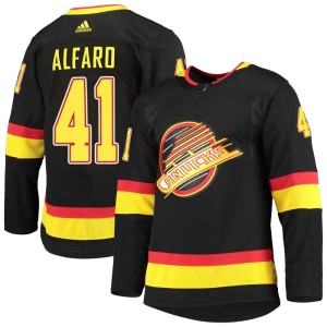 Men's Vancouver Canucks Matt Alfaro Adidas Authentic Alternate Primegreen Pro Jersey - Black