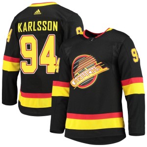 Men's Vancouver Canucks Linus Karlsson Adidas Authentic Alternate Primegreen Pro Jersey - Black