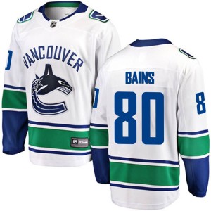 Men's Vancouver Canucks Arshdeep Bains Fanatics Branded Breakaway Away Jersey - White