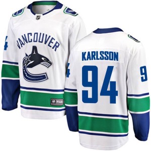 Men's Vancouver Canucks Linus Karlsson Fanatics Branded Breakaway Away Jersey - White