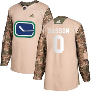 Men's Vancouver Canucks Max Sasson Adidas Authentic Veterans Day Practice Jersey - Camo