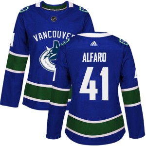 Women's Vancouver Canucks Matt Alfaro Adidas Authentic Home Jersey - Blue
