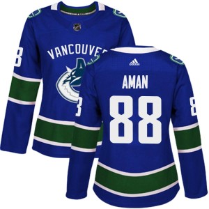 Women's Vancouver Canucks Nils Aman Adidas Authentic Home Jersey - Blue