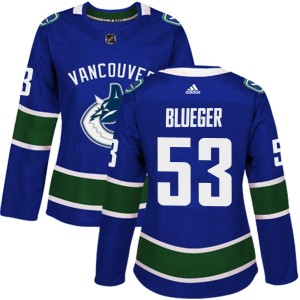 Women's Vancouver Canucks Teddy Blueger Adidas Authentic Home Jersey - Blue