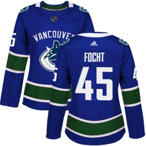 Women's Vancouver Canucks Carson Focht Adidas Authentic Home Jersey - Blue