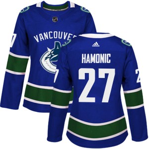 Women's Vancouver Canucks Travis Hamonic Adidas Authentic Home Jersey - Blue