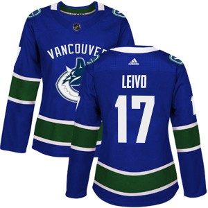 Women's Vancouver Canucks Josh Leivo Adidas Authentic Home Jersey - Blue