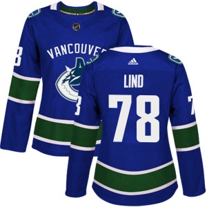 Women's Vancouver Canucks Kole Lind Adidas Authentic Home Jersey - Blue