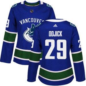 Women's Vancouver Canucks Gino Odjick Adidas Authentic Home Jersey - Blue