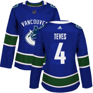 Women's Vancouver Canucks Josh Teves Adidas Authentic Home Jersey - Blue