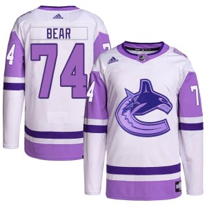 Youth Vancouver Canucks Ethan Bear Adidas Authentic Hockey Fights Cancer Primegreen Jersey - White/Purple