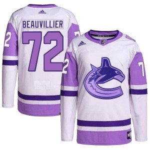 Youth Vancouver Canucks Anthony Beauvillier Adidas Authentic Hockey Fights Cancer Primegreen Jersey - White/Purple