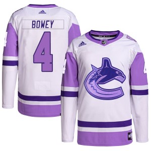 Youth Vancouver Canucks Madison Bowey Adidas Authentic Hockey Fights Cancer Primegreen Jersey - White/Purple