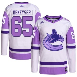 Youth Vancouver Canucks Danny DeKeyser Adidas Authentic Hockey Fights Cancer Primegreen Jersey - White/Purple