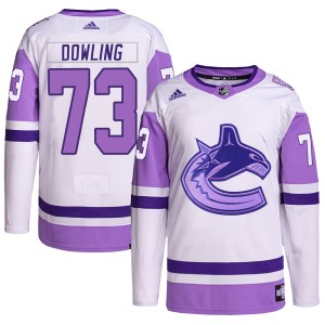 Youth Vancouver Canucks Justin Dowling Adidas Authentic Hockey Fights Cancer Primegreen Jersey - White/Purple