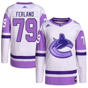 Youth Vancouver Canucks Micheal Ferland Adidas Authentic Hockey Fights Cancer Primegreen Jersey - White/Purple
