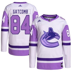 Youth Vancouver Canucks Marc Gatcomb Adidas Authentic Hockey Fights Cancer Primegreen Jersey - White/Purple