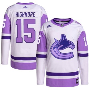 Youth Vancouver Canucks Matthew Highmore Adidas Authentic Hockey Fights Cancer Primegreen Jersey - White/Purple