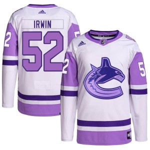Youth Vancouver Canucks Matt Irwin Adidas Authentic Hockey Fights Cancer Primegreen Jersey - White/Purple