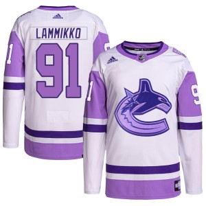 Youth Vancouver Canucks Juho Lammikko Adidas Authentic Hockey Fights Cancer Primegreen Jersey - White/Purple