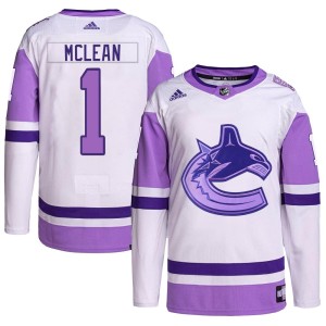 Youth Vancouver Canucks Kirk Mclean Adidas Authentic Hockey Fights Cancer Primegreen Jersey - White/Purple