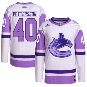 Youth Vancouver Canucks Elias Pettersson Adidas Authentic Hockey Fights Cancer Primegreen Jersey - White/Purple