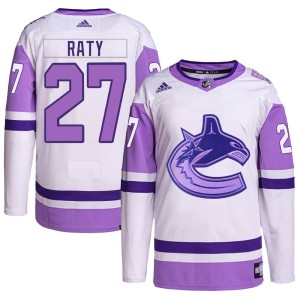 Youth Vancouver Canucks Aatu Raty Adidas Authentic Hockey Fights Cancer Primegreen Jersey - White/Purple
