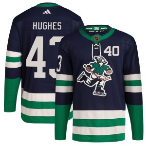 Youth Vancouver Canucks Quinn Hughes Adidas Authentic Reverse Retro 2.0 Jersey - Navy