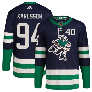 Youth Vancouver Canucks Linus Karlsson Adidas Authentic Reverse Retro 2.0 Jersey - Navy