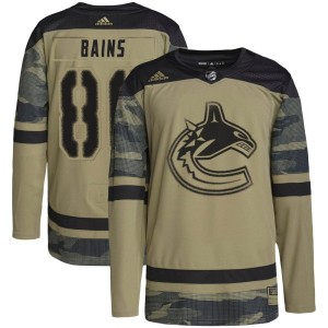 Men's Vancouver Canucks Arshdeep Bains Adidas Authentic Military Appreciation Practice Jersey - Camo