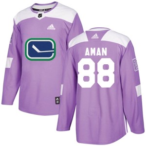 Youth Vancouver Canucks Nils Aman Adidas Authentic Fights Cancer Practice Jersey - Purple