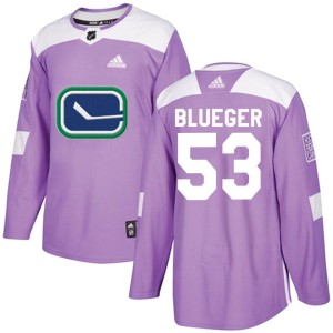 Youth Vancouver Canucks Teddy Blueger Adidas Authentic Purple Fights Cancer Practice Jersey - Blue