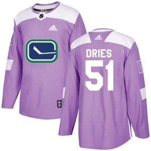 Youth Vancouver Canucks Sheldon Dries Adidas Authentic Fights Cancer Practice Jersey - Purple