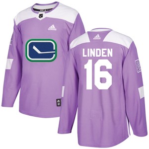 Youth Vancouver Canucks Trevor Linden Adidas Authentic Fights Cancer Practice Jersey - Purple